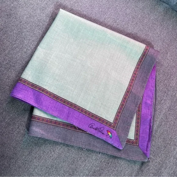 Vintage Arnold Palmer Purple and Gray Men's Accessories Pocket Square - 16”x 16” - Picture 2 of 8